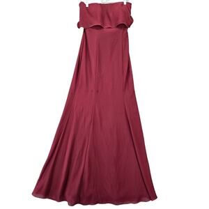 Jasmine Bridesmaid Red Ruby Chiffon Maxi Formal Strapless NEW $154 Women Size 10